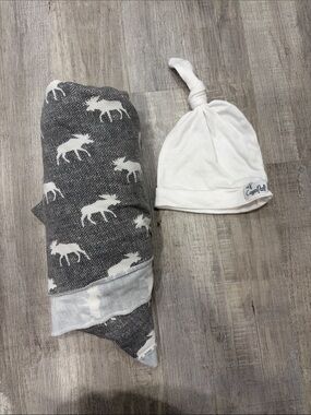 Copper pearl moose swaddle and hat
